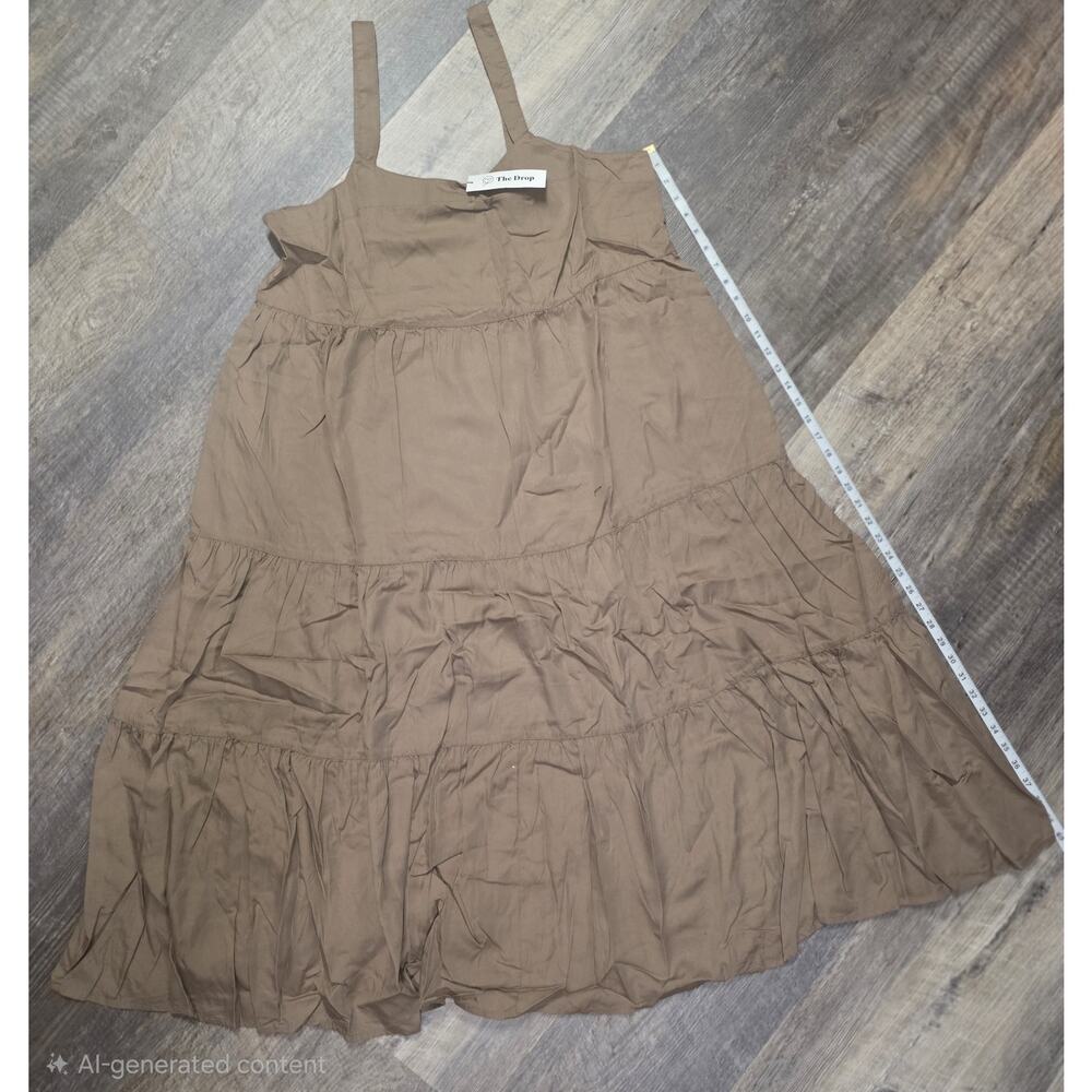 The Drop Women's Britt Tiered Maxi Dress Mushroom Brown 100% Tencel XXL NWT - Picture 6 of 11